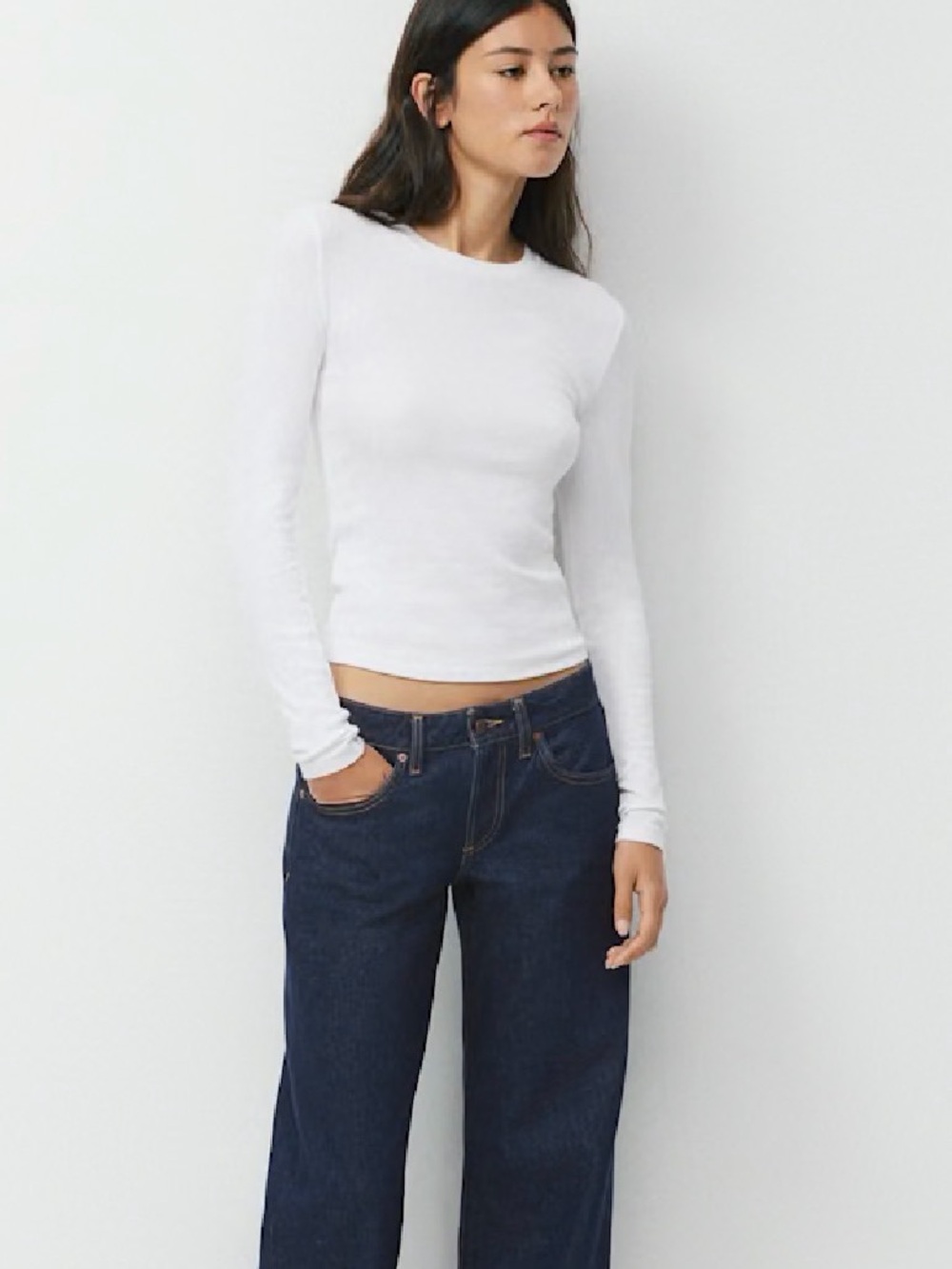 Aritzia White Long-Sleeve Ribbed Tee homestretch